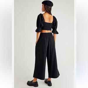 NWOT Free People At Ease Smocked Crop Top & Trousers Set! Size S